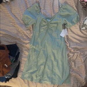 Linen Blend Green Dress